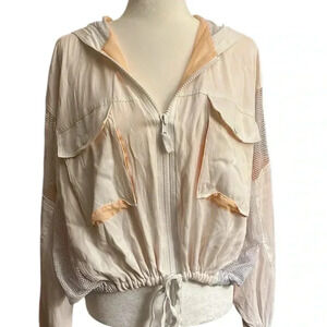 FREE PEOPLE Insect Shield Jacket White/ Peach Cropped Size XS